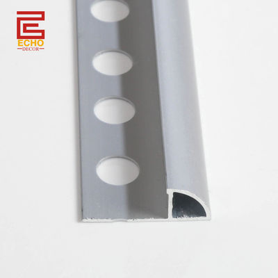 Matte Silber Viertel rundes Fliesen Trim Aluminium Fliesen Außen Ecke Rand Trim 10mm