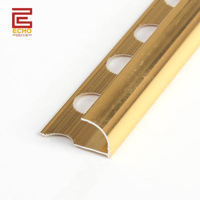 Dekorative polierte Gold rundete Alu-Fliesen Trim 12mm für Ecke Veredelung