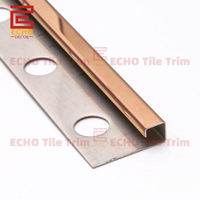 Außen Rose Gold Edelstahl Fliesen Trim Fliesen Rand 12 mm