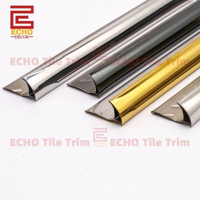 Niedrige MOQ Viertel Runde Metall Edelstahl Fliesen Veredelung Gold 2,5m